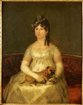 Portrait der Dona Francisca Vicenta Chollet y Caballero mit einem Schoßhund 1806