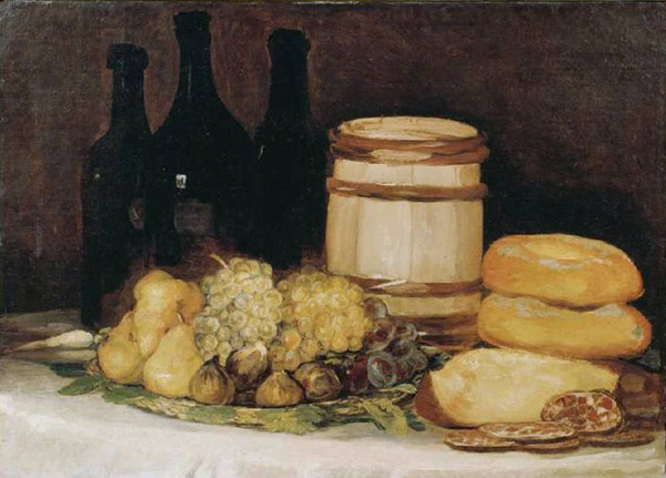 Stillleben mit Früchten, Flaschen und Broten von Francisco José de Goya