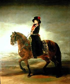 Equestrian portrait of Queen Maria Luisa (1751-1819) wife of King Charles IV (1788-1808) of Spain