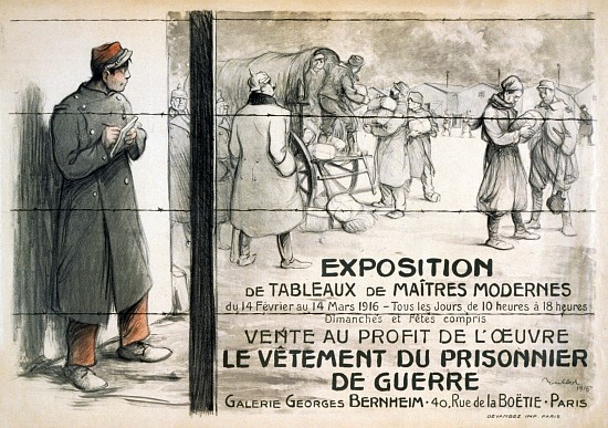 Advertisement for an Exhbition of Paintings to be sold to raise money for clothing for Prisoners of  von Francisque Poulbot