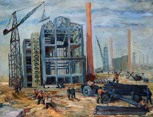 At the Building, 1951 (oil on canvas) von Franciszek Zmurko