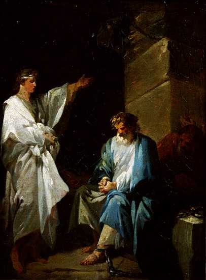 St Sebastian preaching the faith of Diocletian in prisons von Francois André Vincent