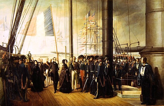 Queen Victoria I, received aboard the steamer ''Le Gomer'' the Rear Admiral Lasusse, 15th October 18 von François August Biard