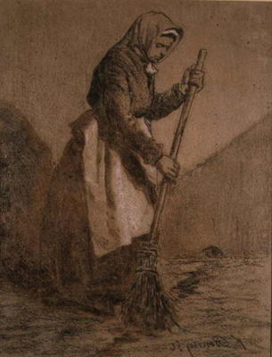 Woman Sweeping, 1856 (chalk on paper) von François Bonvin