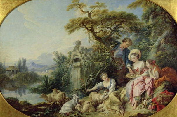 The Shepherd's Gift or, The Nest (oil on canvas) von François Boucher