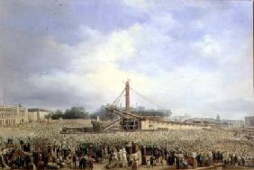 Erecting the Obelisk from Luxor in the Place de la Concorde 25 October