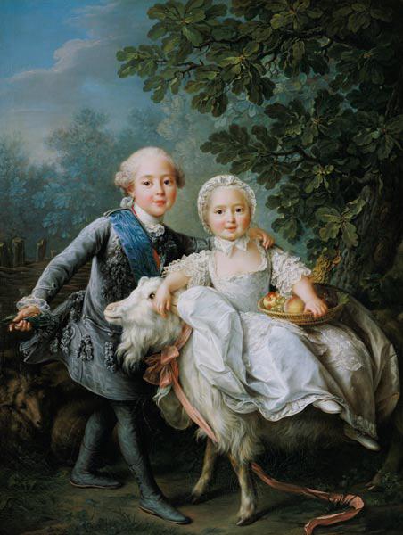 Portrait of Charles Philippe of France (1757-1836) (later Charles X) and his sister Marie Adelaide ( 1763
