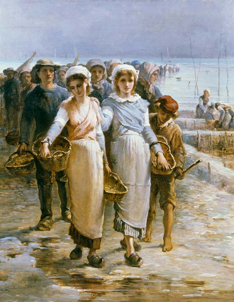 Oyster Girls at Cancale (oil on canvas) von Francois Nicolas Augustin Feyen-Perrin