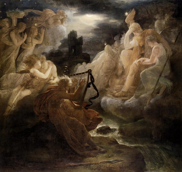 Ossian erweckt am Ufer der Lora mit dem Klang seiner Harfe die Geister von François Pascal Simon Gérard