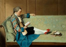 Portrait of a Man Reading - John Farr Reading Horace's Odes  (post-restoration) 18. Jh