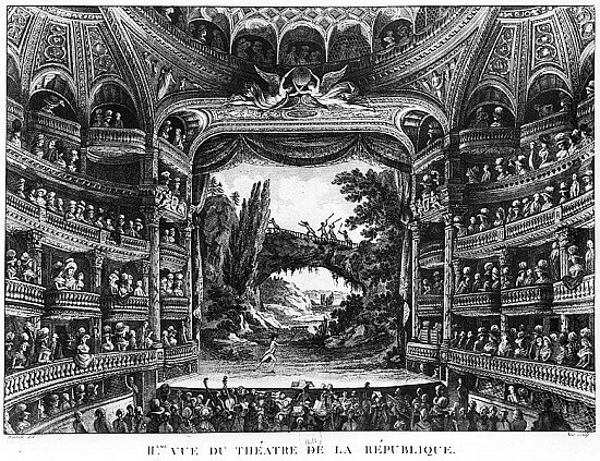 Second view of the Theatre de la Republique, plate 83 from volume IV of ''Voyage de France'' von Francois Denis Nee