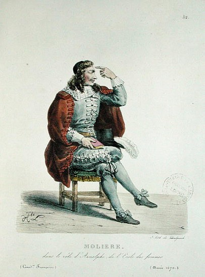 Portrait of Moliere (1622-73) in the role of Arnolfe from ''L''Ecole des Femmes'' at the Comedie Fra von Francois Seraphin Delpech