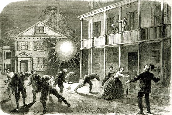 The Federals shelling the City of Charleston: Shell bursting in the streets in 1863 von Frank Vizetelly