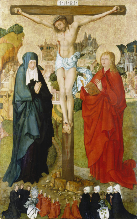 Kreuzigung mit der Familie des Stifters Wigand Märkel von Frankfurter Meister um 1500