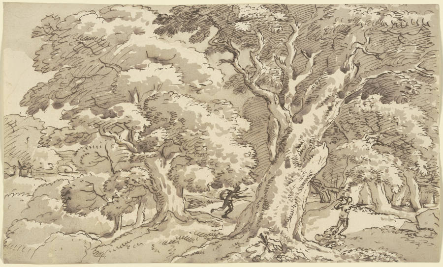 Apoll verfolgt Daphne durch einen alten Wald von Franz Innocenz Josef Kobell
