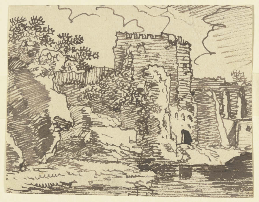 Burgruine an einem Gewässer von Franz Innocenz Josef Kobell