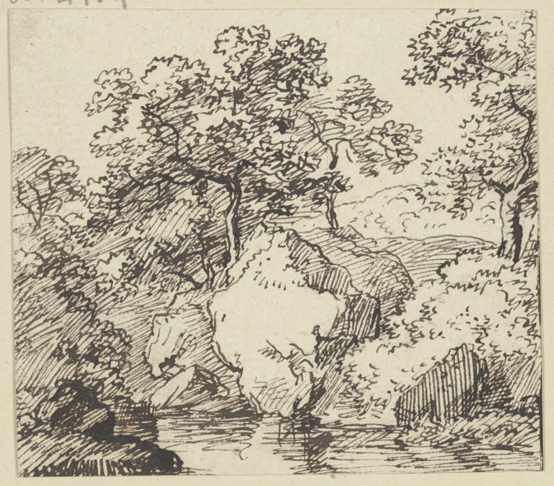 Felsige Landschaft mit Bäumen von Franz Innocenz Josef Kobell