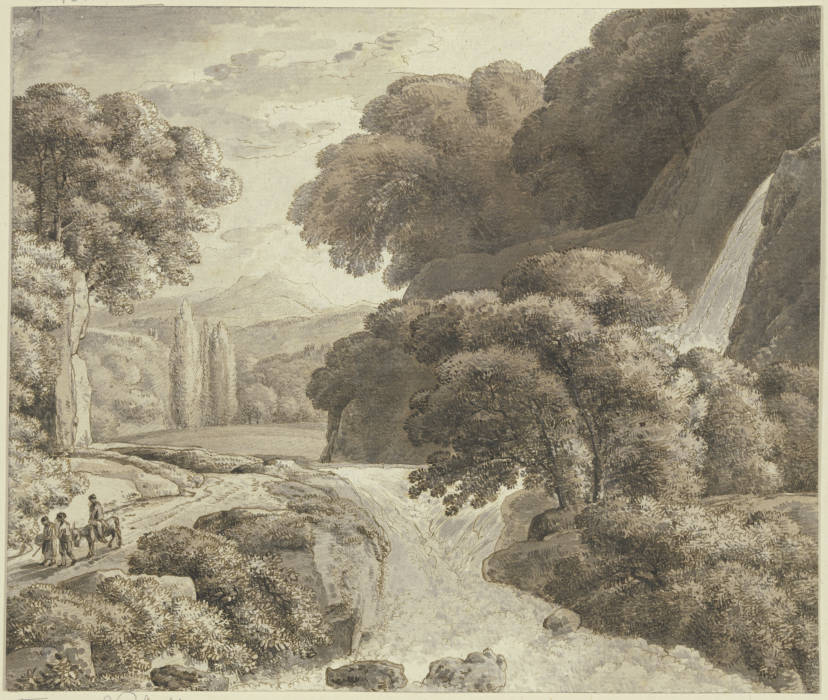 Gebirgstal mit Wasserfall von Franz Innocenz Josef Kobell