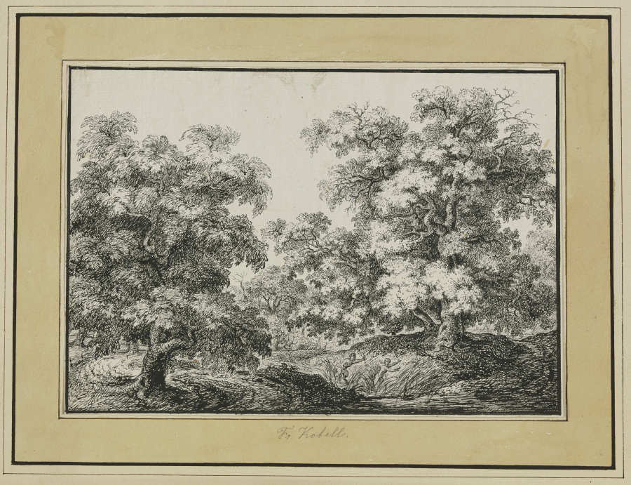 Pan und Syrinx in altem Wald von Franz Innocenz Josef Kobell