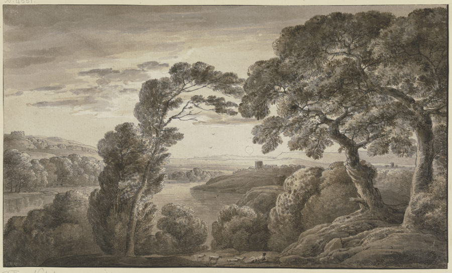 Südliche Landschaft mit hohen Bäumen von Franz Innocenz Josef Kobell