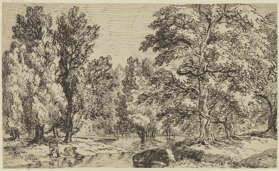 Wald mit Gewässer und Staffagefiguren von Franz Innocenz Josef Kobell