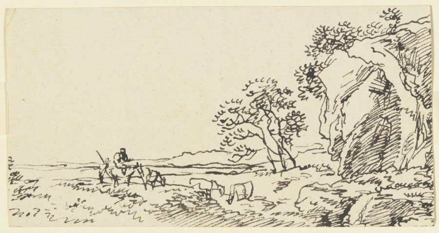 Weidelandschaft mit Vieh, rechts ein Felssporn von Franz Innocenz Josef Kobell