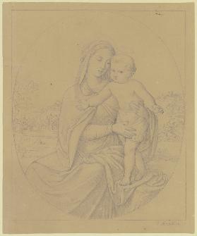 Maria mit dem Jesuskind in einer Landschaft