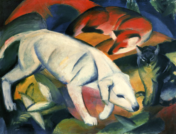 Drei Tiere (Hund,Fuchs,Katze) von Franz Marc