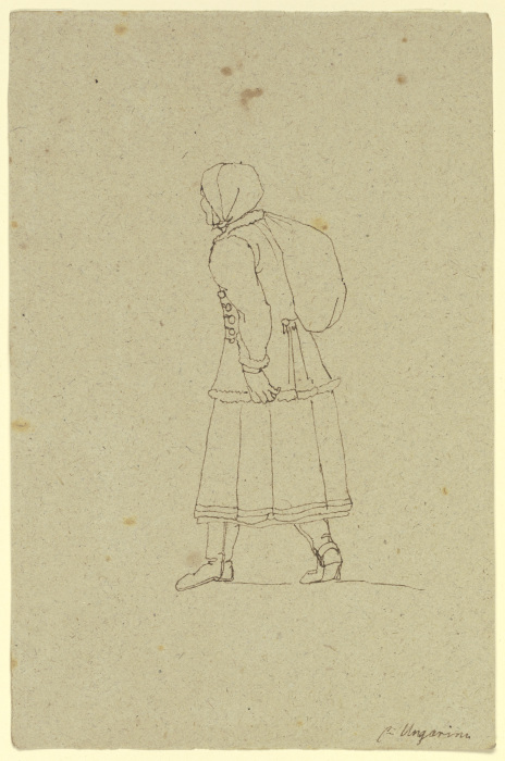 Gehende Ungarin mit einem Sack auf dem Rücken, in Rückenansicht von Franz Pforr