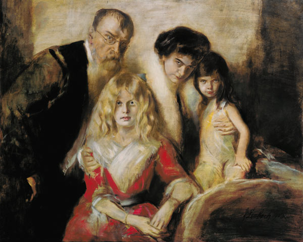 Familienporträt mit Frau und Töchtern von Franz von Lenbach