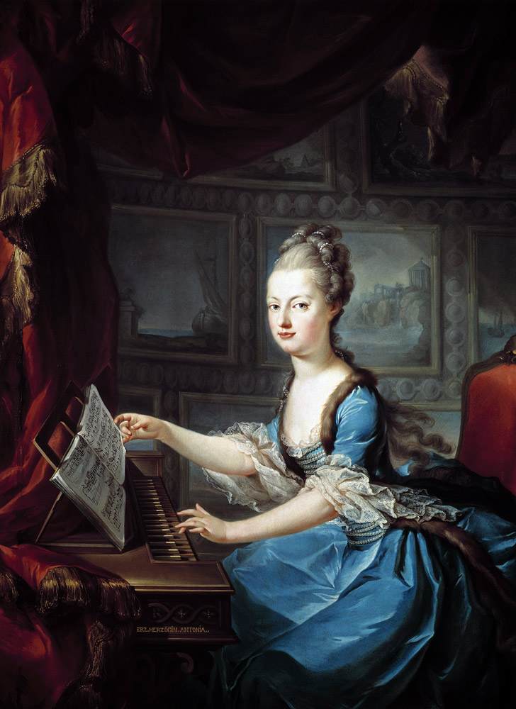 Archduchess Marie Antoinette Habsburg-Lothringen (1755-93) at the spinnet fifteenth child of Empress von Franz Xaver Wagenschon