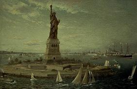 Liberty Island und Freiheitsstatue, New York. 1883