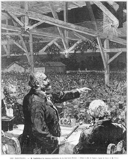 Leon Gambetta a la reunion electorale de la rue Sainte-Blaise, c.1879 von Frederic de Haenen