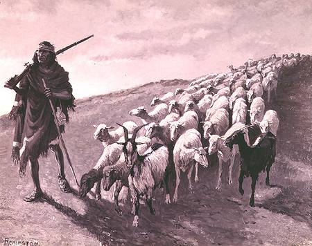 Navajo Sheepherder (panel) von Frederic Remington