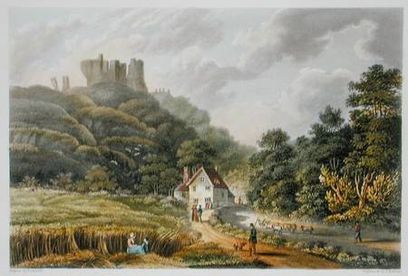 Carisbrook, from 'The Isle of Wight Illustrated, in a Series of Coloured Views', engraved by P. Robe von Frederick Calvert
