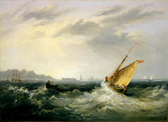 Cheshire at the Mouth of the River Mersey, 1838 (oil on canvas) (for pair see 257064) von Frederick Calvert