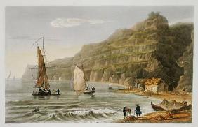 Shanklin Bay, from 'The Isle of Wight Illustrated, in a Series of Coloured Views', engraved by P. Ro published