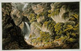 Waterfall at Shanklin, from 'The Isle of Wight Illustrated, in a Series of Coloured Views', engraved published