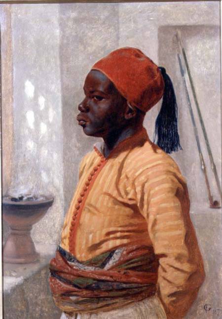 Half Length Portrait of an Arab Boy von Frederick Goodall
