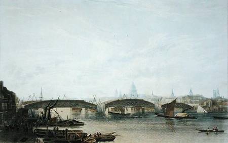 A View of the Southwark Bridge as it appeared in May 1818, engraved by W. Bennett after a drawing of von Frederick Nash