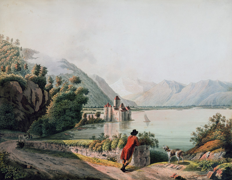 View of the Chateau de Chillon, Lake Geneva von French School