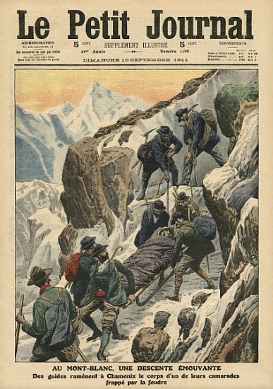 A moving descent down the Mont Blanc, illustration from ''Le Petit Journal'', supplement illustre, 1 von French School