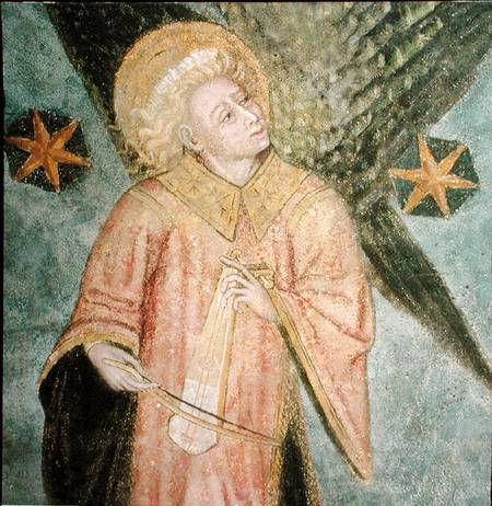 Angel musician playing a gigue, detail from the vault of the crypt von French School