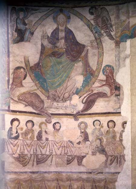 Christ in Majesty with Four Evangelical Symbols and the Last Supper von French School