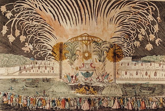 Firework Display in the Place Louis XV on the Occasion of the Dedication of the Equestrian Statue of von French School