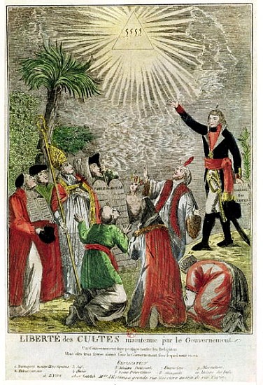 Freedom of Worship during the period of Napoleon''s consulship, depicting Napoleon pointing towards  von French School