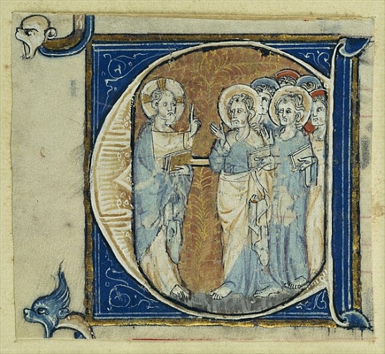 Historiated initial ''E'' depicting Jesus Christ and the Apostles, c.1320-30 von French School