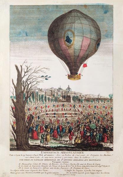 Hot-Air Balloon Experiment the Montgolfier Brothers and Francois Pilatre de Rozier (1754-85) at Lyon von French School