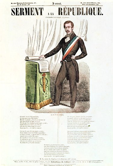Illustrated lyric sheet for ''Serment a la Republique'', c.1848-52 von French School