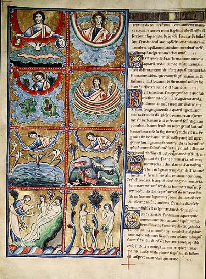 Ms 1 f.4v The Creation of the World, from the Souvigny Bible von French School